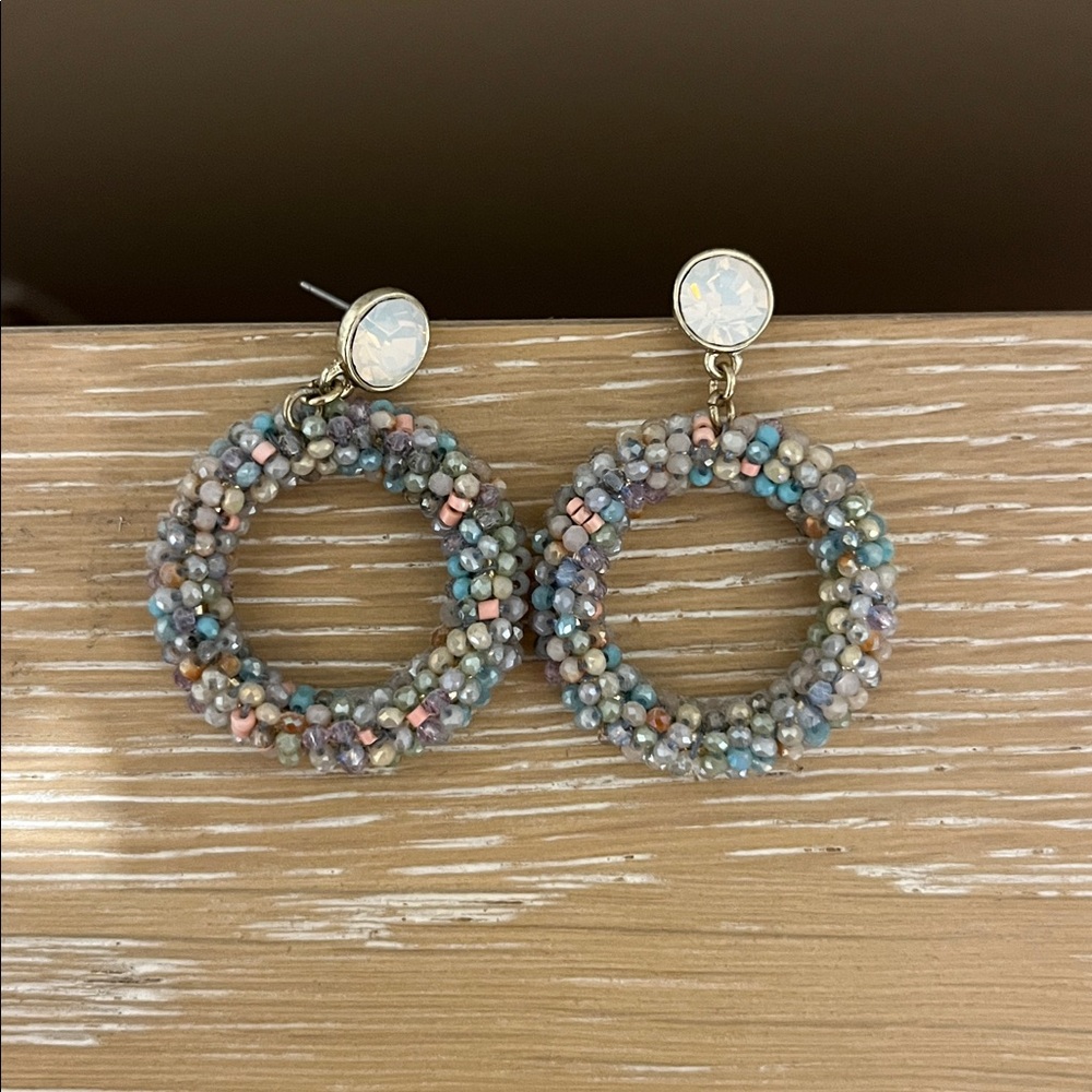 LOFT Pastel Beaded Hoop Earrings